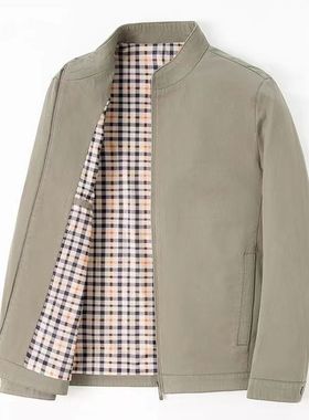 新客立减 2024春秋新品薄款夹克外套中老年爸爸休闲简约薄款夹克