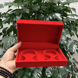 绒布双手镯首饰盒黄金龙凤手镯玉器宝宝银手镯红色包装结婚饰品盒