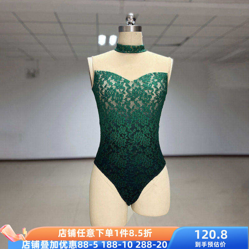 舞研依库芭蕾舞服艺考基训练功形体服高胯修身蕾丝班服舞蹈体操服