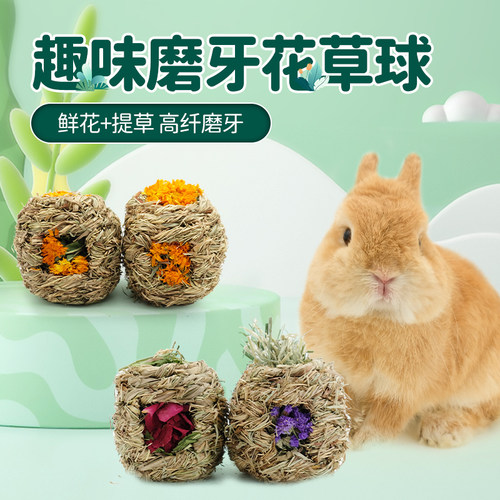 兔子磨牙花草球草啃咬解闷玩具