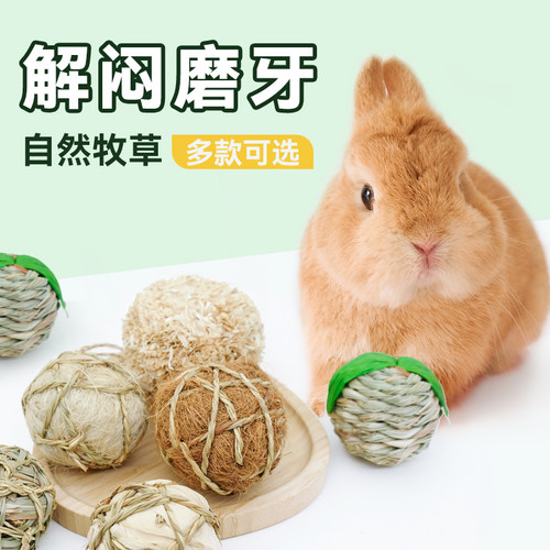 umi兔子龙猫豚鼠草球手编草球提草果树草黑麦草草球磨牙零食玩具