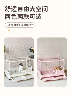 umi 兔子用品宠物荷兰猪房子 兔子笼子豪华观景双抽屉大号兔笼