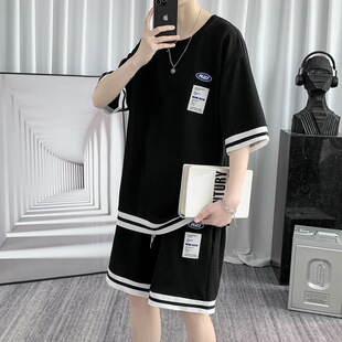 衣服冰丝运动套装 日本ぜいたNASA 男生潮休 半袖 t恤男夏季 新款 短袖
