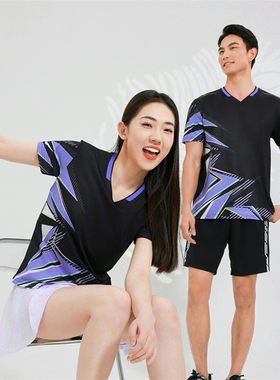 羽毛球服男女短袖T恤白黑色