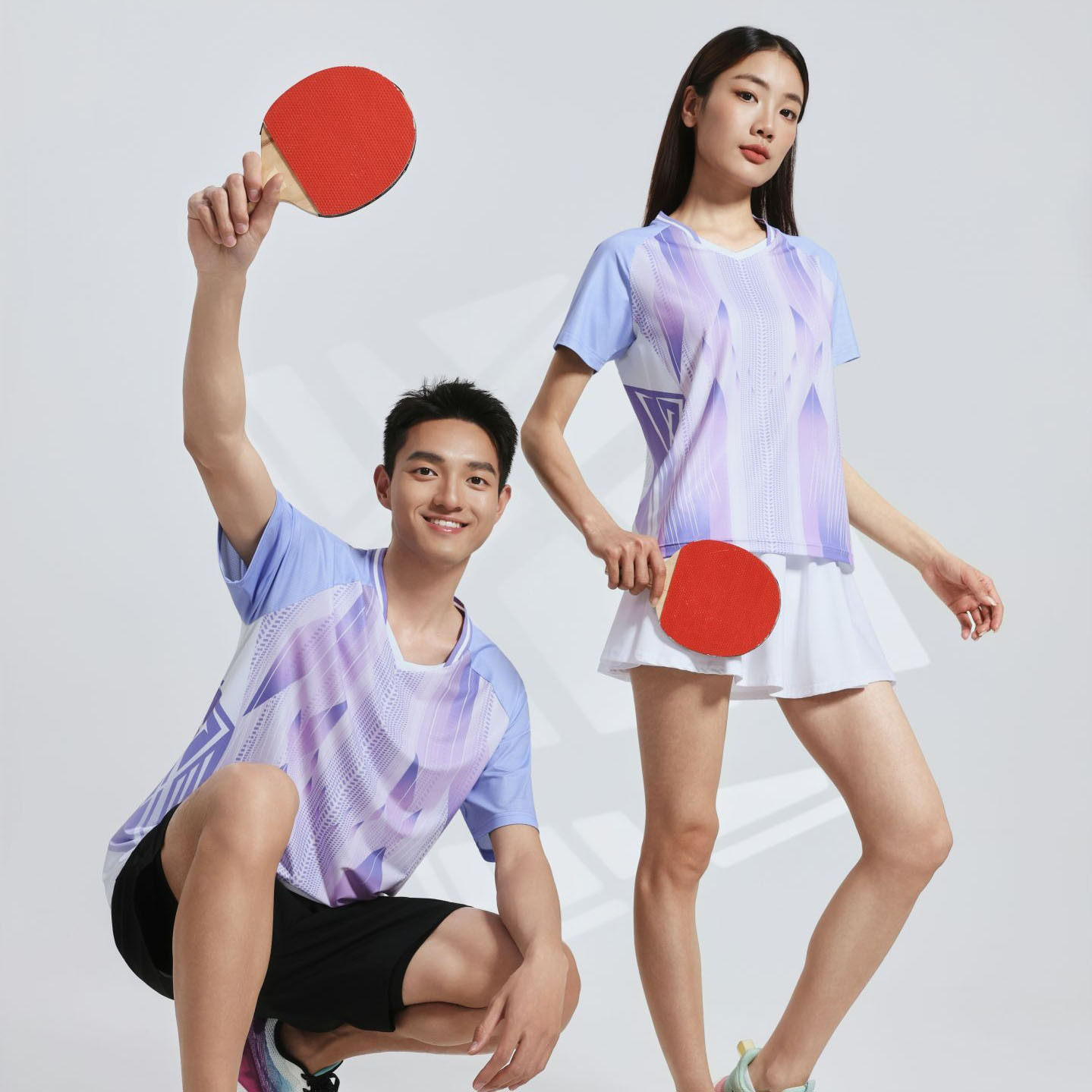快干男女夏羽毛球服套装儿童印字中小学生排球衣运动红紫比赛乒乓