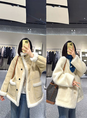 AS达哥~全毛版可进商场~加厚保暖两面穿100绵羊毛羊羔毛外套大衣