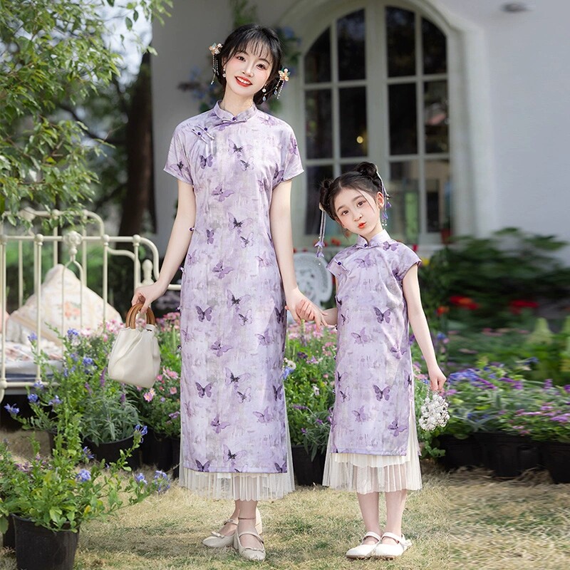 亲子旗袍母女装夏2025新款儿旗袍