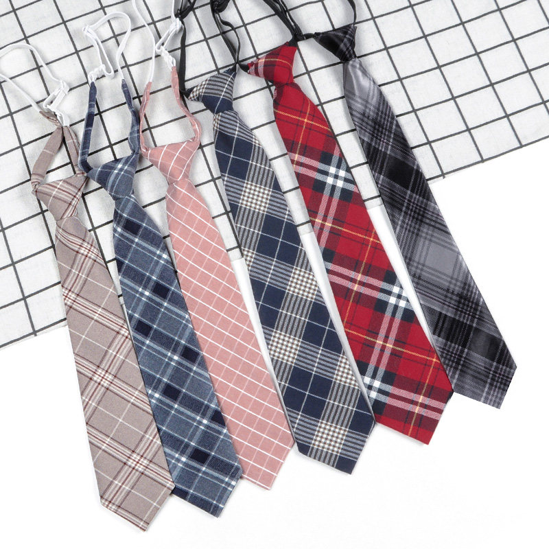 日系jk制服衬衫领带女懒人免打格子黑色领带男dk学生学院风ins潮