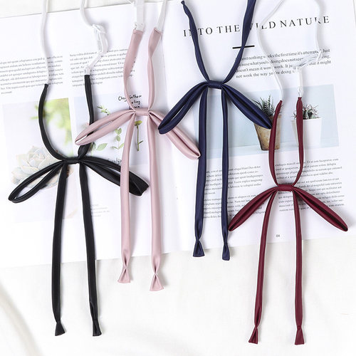 jk领结女懒人免打领绳酒红色