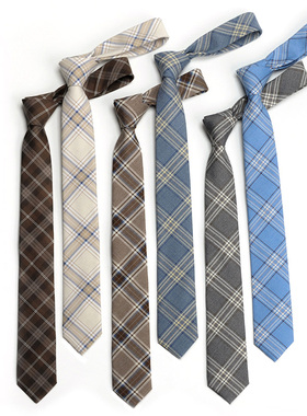 日系dk领带男士jk制服格子衬衫校服装饰女学生学院风韩版复古手打