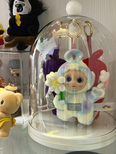 泡泡玛特天线宝宝说你好搪胶毛绒挂件收纳盒幸运小花棉花娃展示盒