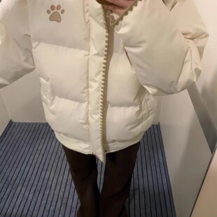 贝壳绣设计感羽绒棉服女大童2026新款初中高中学生加厚面包服外套