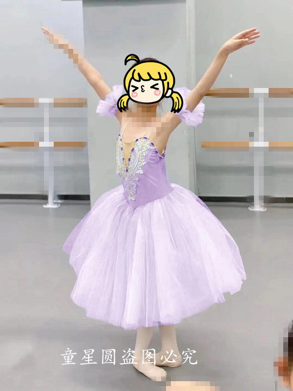 儿童芭蕾舞裙天鹅湖芭蕾演出服浅蓝色蓬蓬纱裙TUTU裙小天鹅舞蹈服