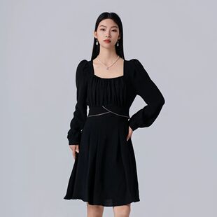 方领法式 阿依莲a.yilian 连衣裙 秋冬装 清仓