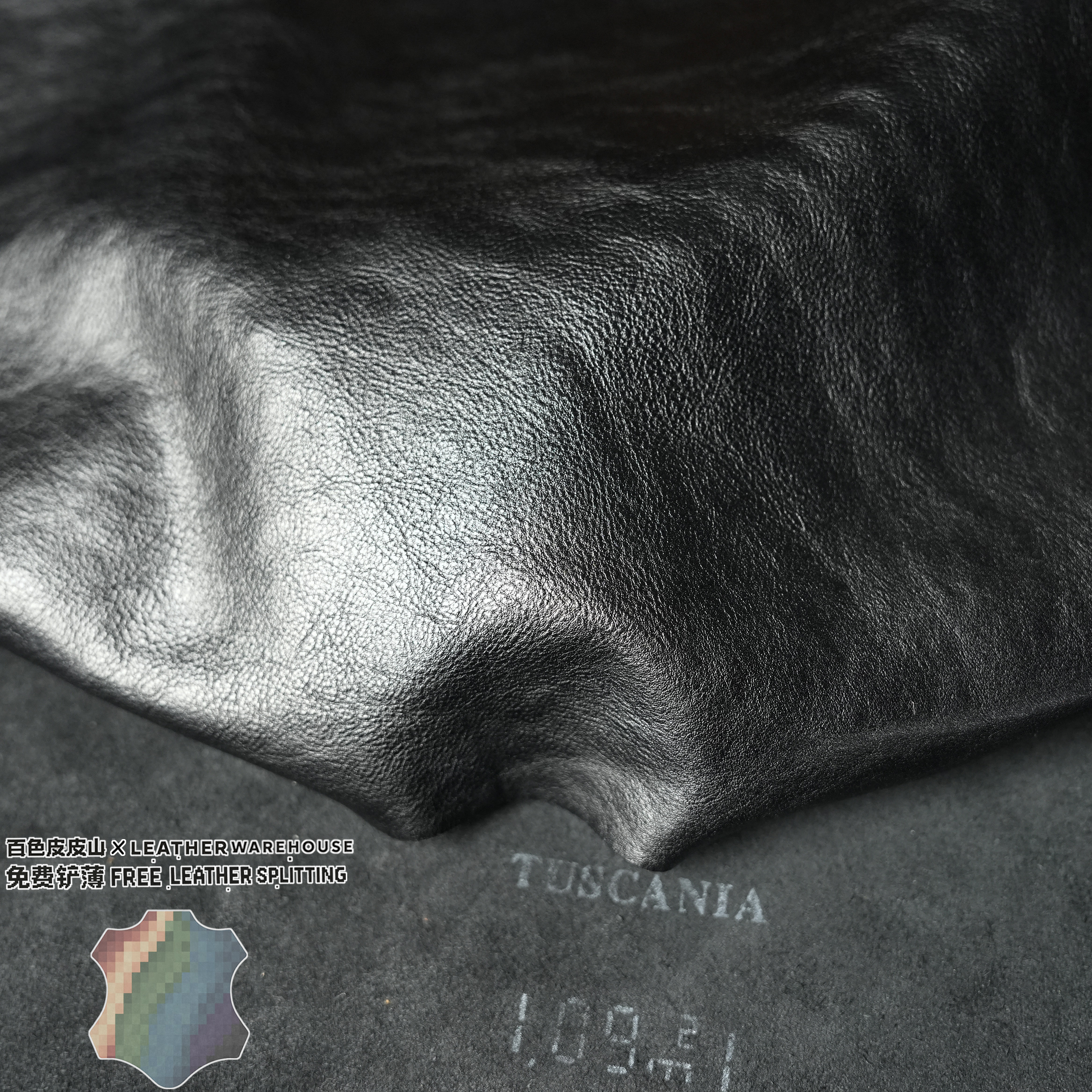 意大利黑色MBOX纹路半植鞣牛皮料