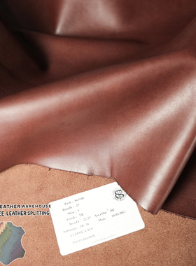 英国CFS棕红色重脂油蜡平纹牛皮皮料1.5MM高定diy鞋服包包皮料