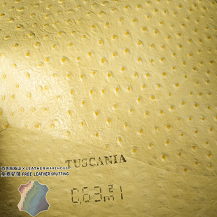 意大利托斯卡纳小鸡黄鸵鸟纹植鞣革0.8MM包包手账头层胎牛皮皮料