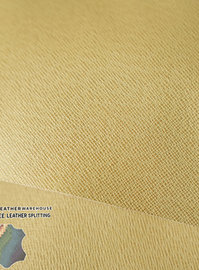 L家驴家原版taiga姜黄色掌纹十字纹1.4MM手工diy头层牛皮真皮料