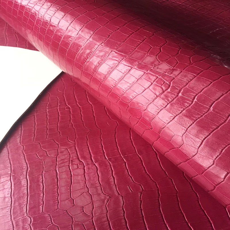 百色日本兵库原厂玫瑰木色竹节鳄鱼纹皮料1.0mm手工diy头层牛皮