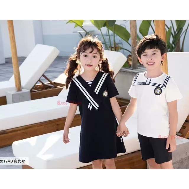 幼儿园夏季园服小学生班服校服运动会服翻领拼接色连衣裙短袖短裤