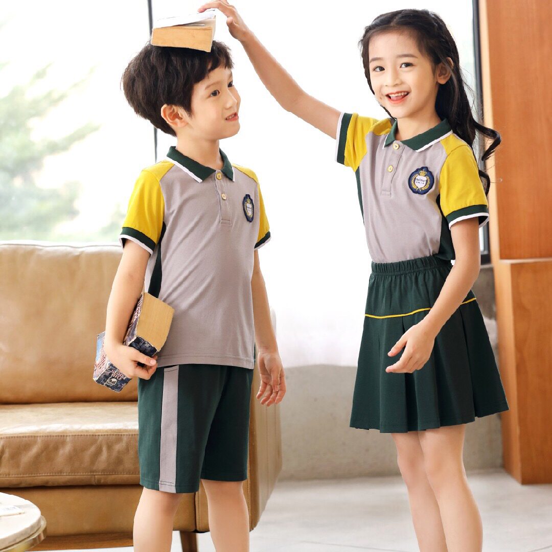 夏季幼儿园园服小学生班服校服纯棉运动休闲服拼接男女童短袖裙裤