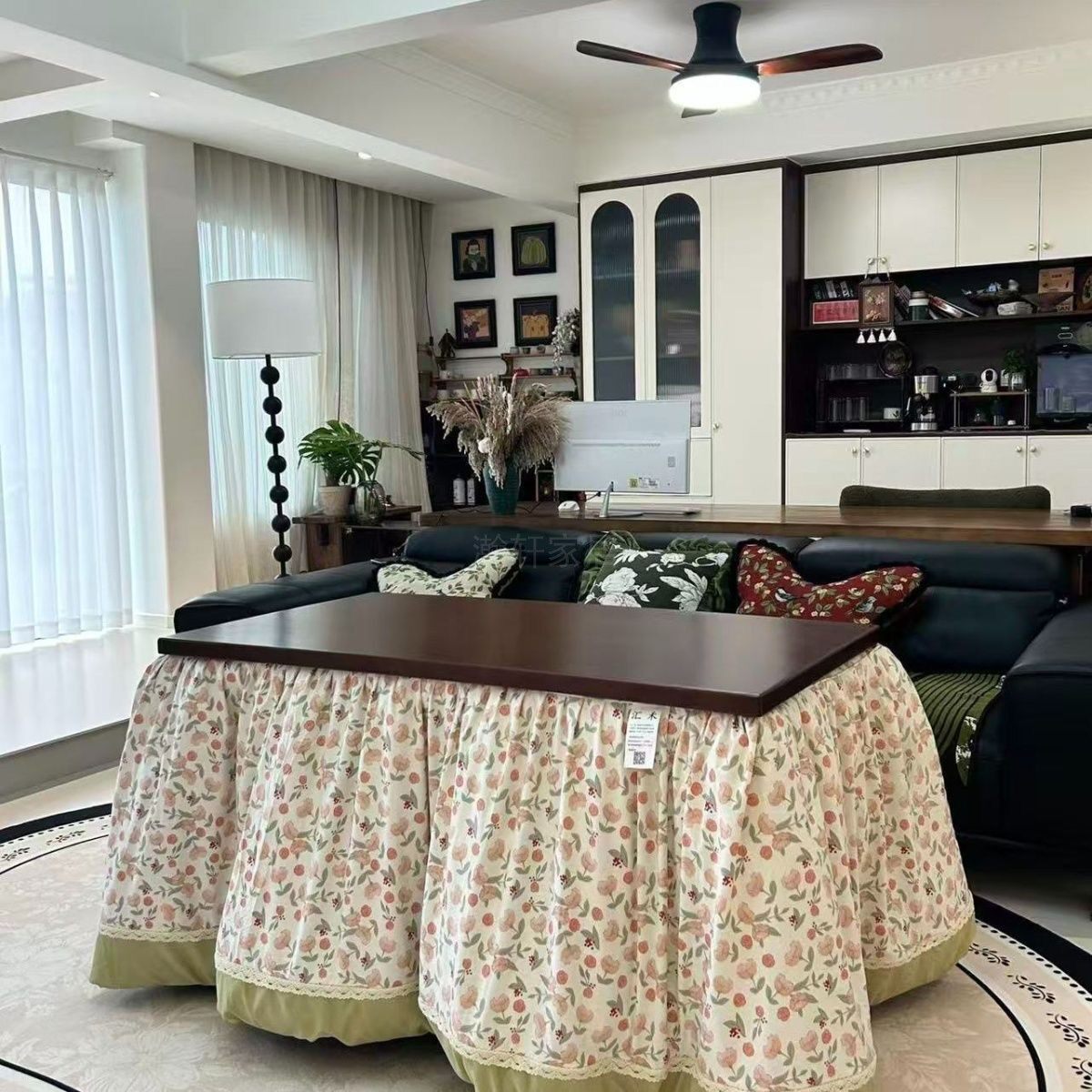 湖南烤火桌子家用冬季多功能取暖烤火架实木楠竹可折叠长方形桌子