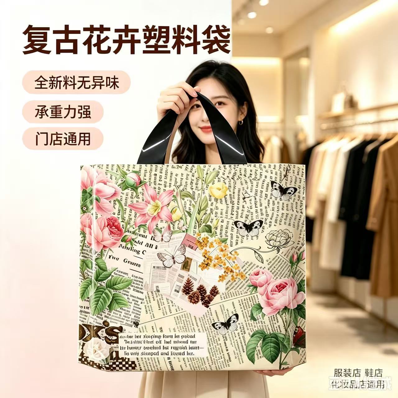 精品加厚男女儿童服装店塑料手提袋化妆品礼品购物袋胶袋批发包邮