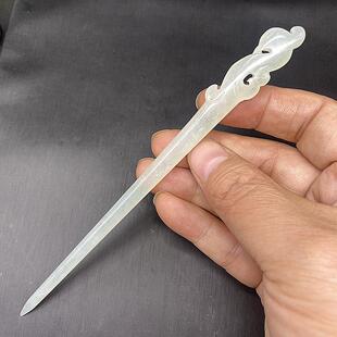 新款岫玉簪子凤鸣发簪岫玉发钗新中式凤头发簪玉簪子汉服头饰发饰