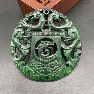 岫玉兽面做旧镂空玉器牌子招财古代明清工艺玉佩吊坠玉件把玩老式