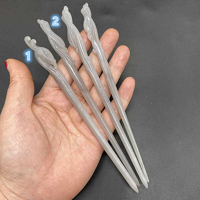 和田玉镂空仿古凤凰玉发簪发钗青白玉民族风头饰发饰步摇盘发饰品