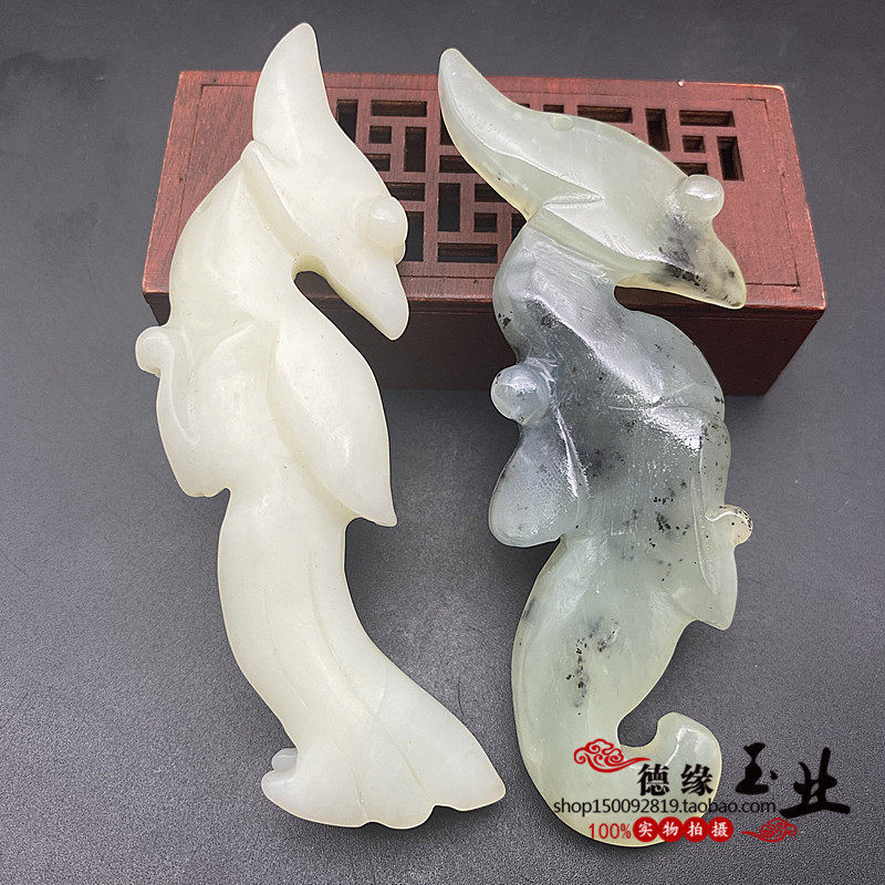 古玩玉器红山文化岫玉仿古凤凰玉佩吊坠挂件玉石摆件把件古装配饰