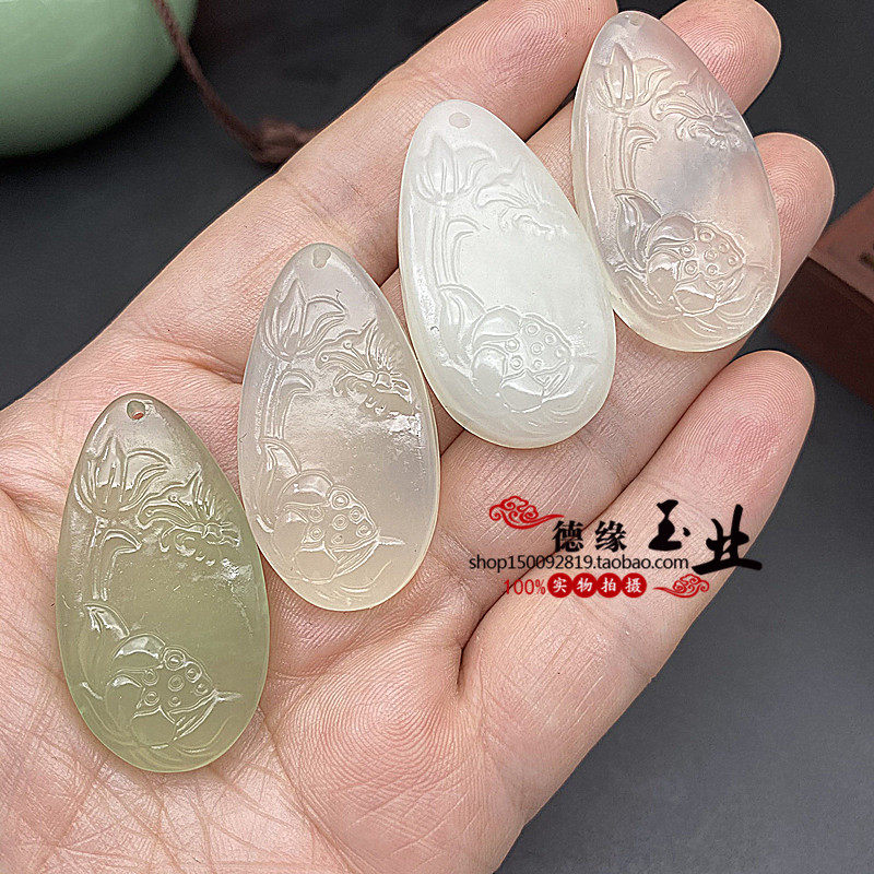 岫玉水滴一品清莲吊坠挂件玉石玉佩莲蓬莲子荷花古风玉佩项链玉坠