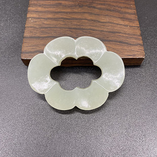 和田玉青白玉海棠环吊坠挂件玉环平安扣玉佩六角梅花古风汉服腰佩