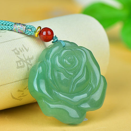 东陵玉玫瑰花吊坠玉佩颈饰玉坠