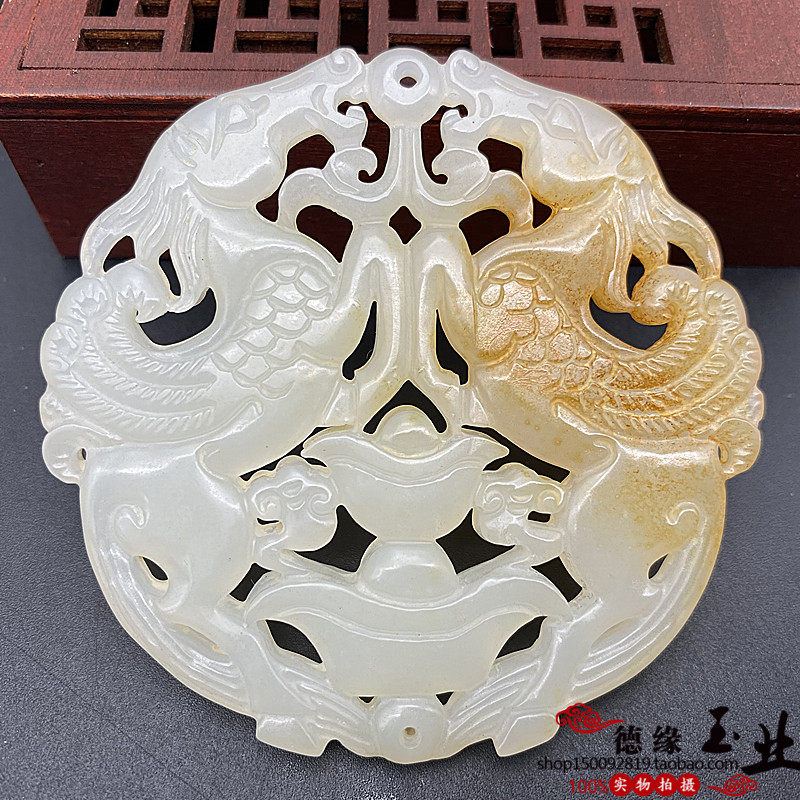 琉璃仿白玉镂空仿古龙凤吊坠挂饰玉佩玉璧古风汉服腰佩车挂流苏坠