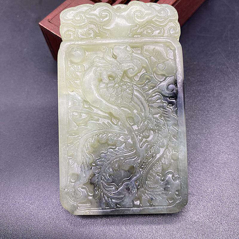 包邮岫玉水墨色凤凰玉佩玉坠凤凰吊坠挂件玉牌子古风腰佩拍摄道具