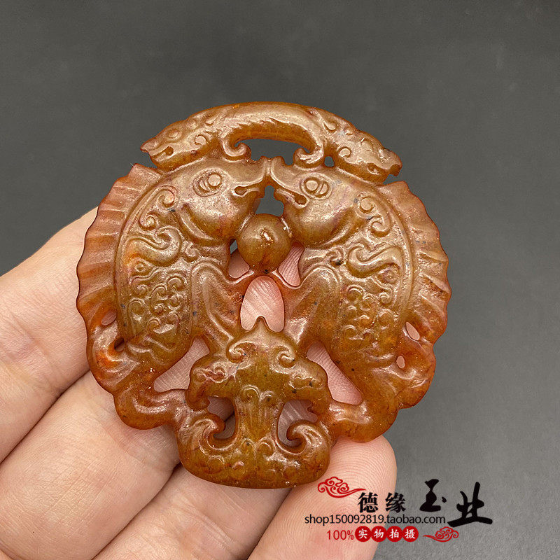 岫玉镂空双鱼吊坠挂件连年有余玉石玉佩古风腰佩情投意合项链玉坠