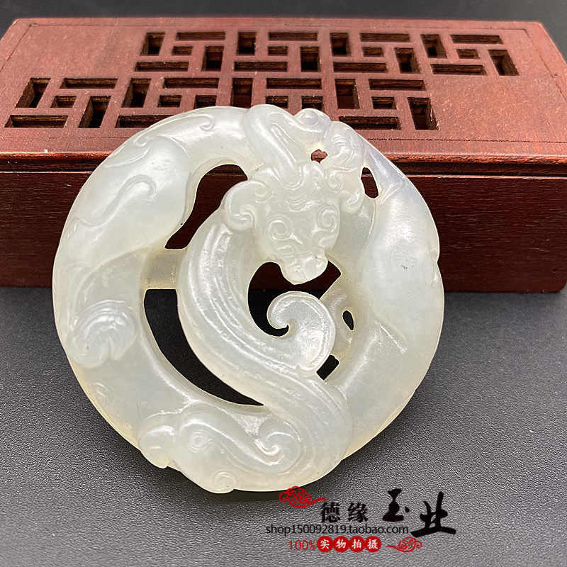 岫玉镂空仿古螭龙吊坠挂件玉石玉佩玉璧螭虎把件腰佩汉服拍摄配饰