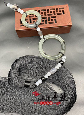 陈情令同款蓝忘机周边挂件玉佩水墨圆环玉佩腰佩超长流苏古装道具