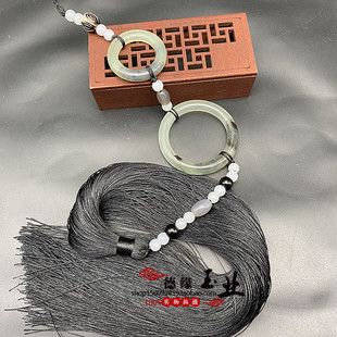 陈情令同款蓝忘机周边挂件玉佩水墨圆环玉佩腰佩超长流苏古装道具