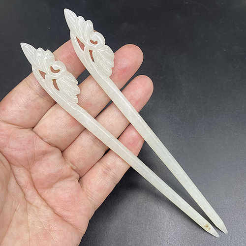 真玉新款和田玉白玉玉兰花发簪