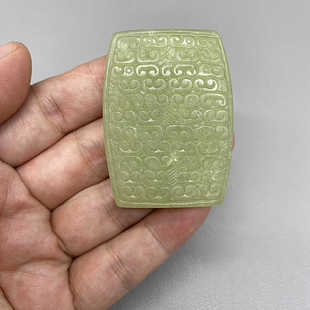 岫玉平安牌吊坠挂件仿古玉牌回云纹玉佩玉坠古风汉服腰佩流苏车挂