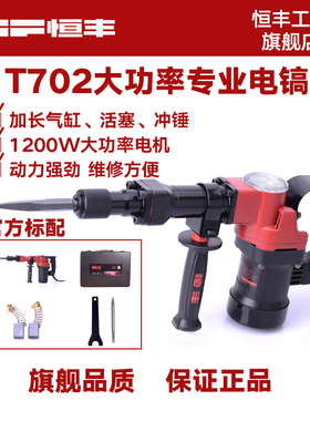 恒丰T702单用电镐（黑色油盖）工业级大功率开槽拆墙工具 非电锤