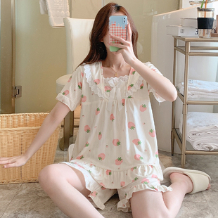睡衣女夏天季纯棉短袖2023年新款网红甜美公主风可外穿家居服套装