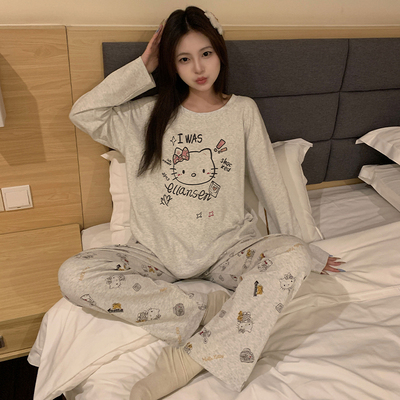 睡衣女款春秋季纯棉长袖卡通KT猫