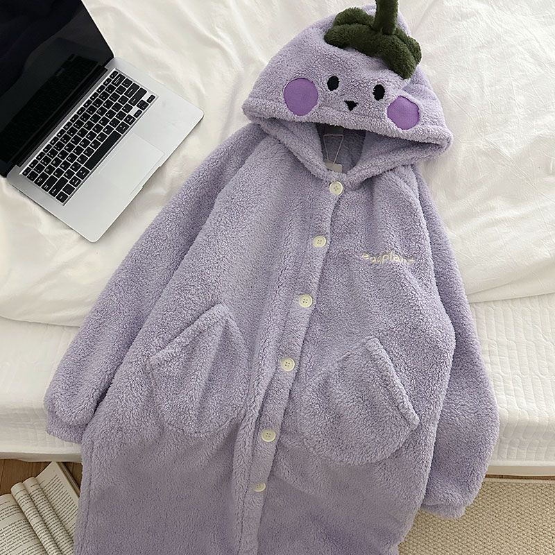 睡袍女秋冬季珊瑚绒加厚长款浴袍