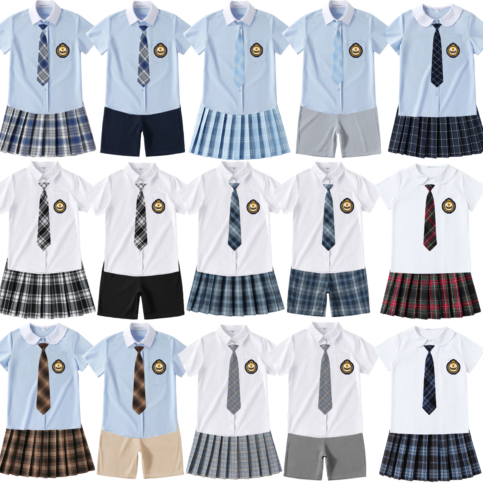 新款现货英伦学院学生装班服JK男女校服短袖夏季装制服毕业服套装