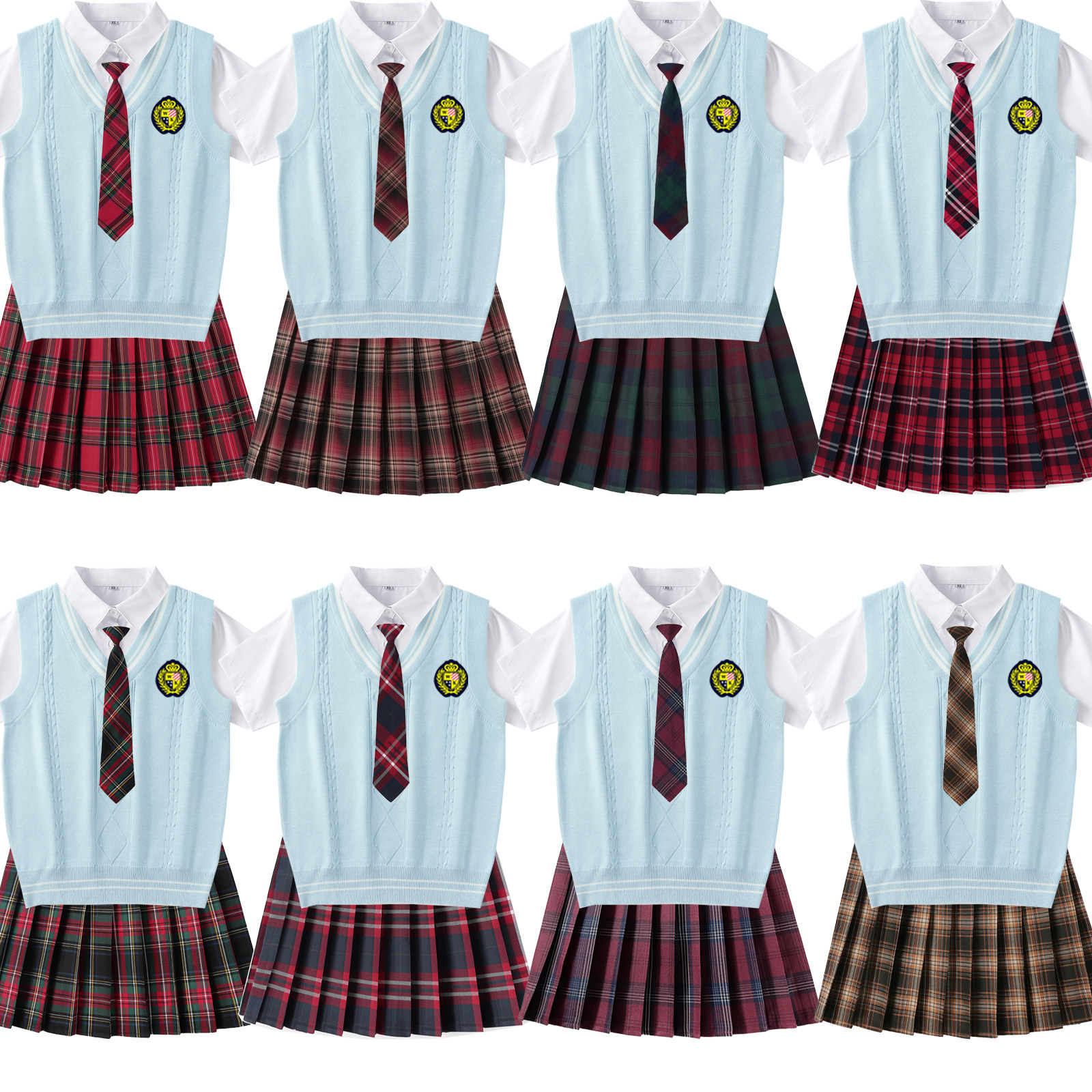 新款现货制服班校服背心女套装