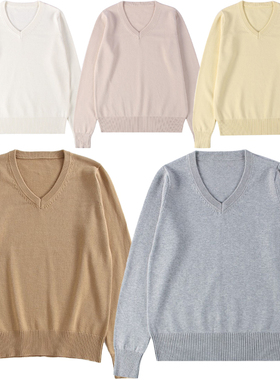 现货日系校园风jk-dk制服男女学生针织套头衫v领秋冬保暖针织长袖