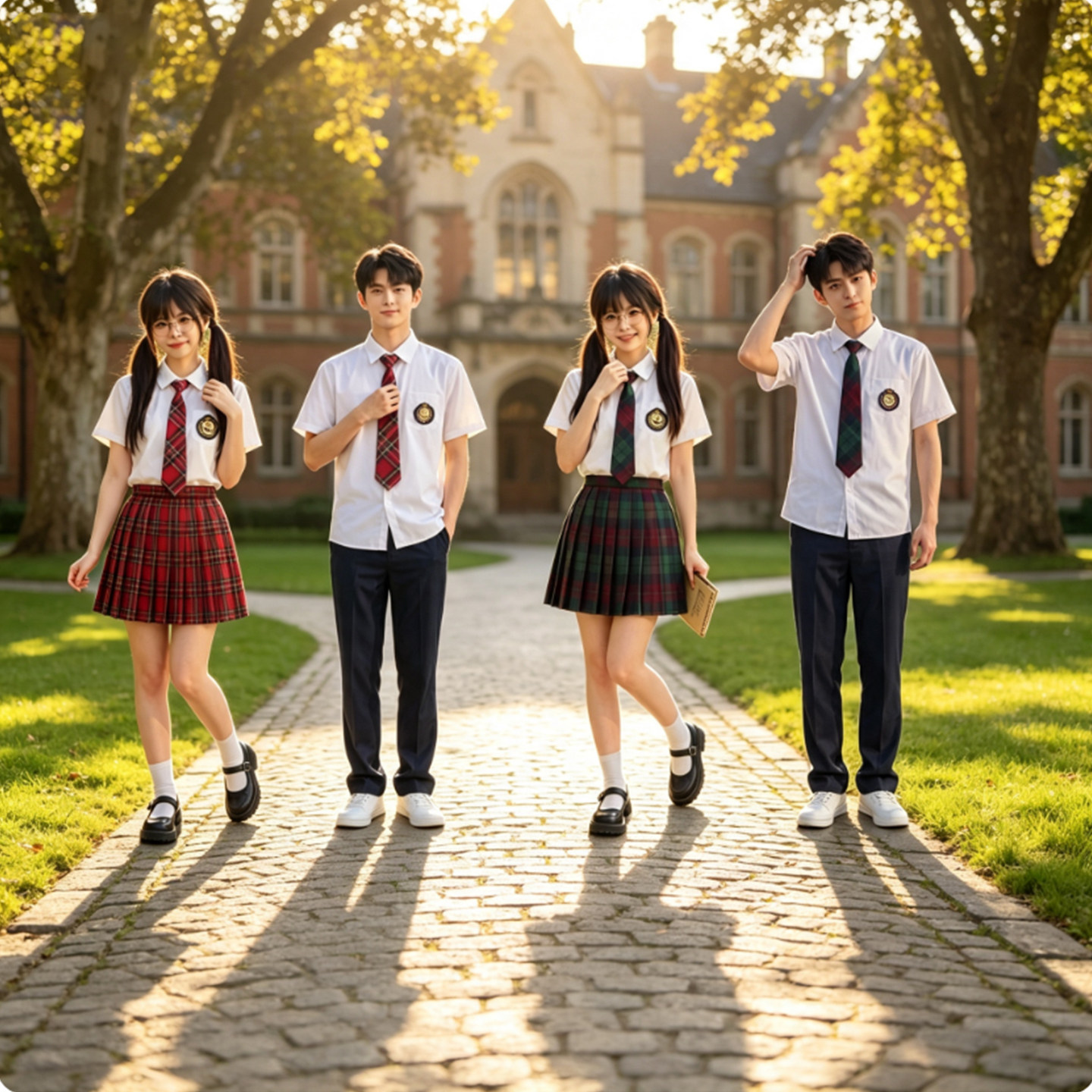 班服学院衬衫裙裤短袖夏季款套装